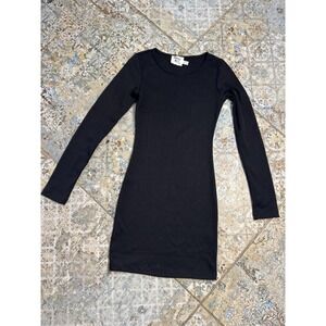 Princess Polly Ribbed Black Bodycon Mini Dress Long Sleeve Size 0